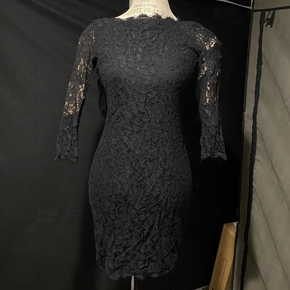 Diane Von‎ Furstenberg Black Lace Long Sleeve Dress
